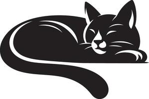a minimal a cat sleep and watching dream vector art illustration silhouette 26