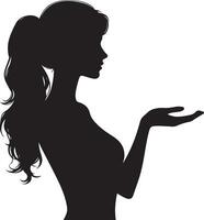 A Female presenting something vector silhouette