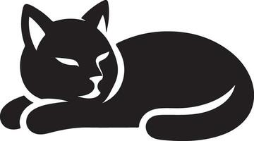 a minimal a cat sleep and watching dream vector art illustration silhouette 9