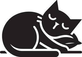 cat sleep on pillow vector art illustration silhouette 12