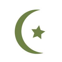 Moon and star islamic icon vector illustration silhouette isolated on square white background. Simple flat minimalist cartoon art styled drawing.