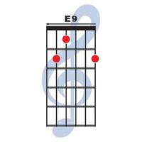 E9 guitar chord icon vector