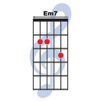 Em7 guitar chord icon vector