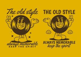 The old style always memorable. Character illustration of vinyl with happy expression vector
