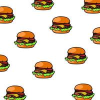 Hamburger hand drawn pattern vector