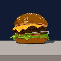 hamburguesa con queso sabroso vector ilustración