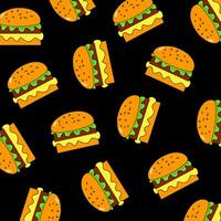 Burgers on black background vector