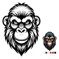smiling monkey coloring page outline vector