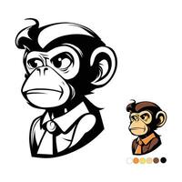 sad monkey coloring page outline vector