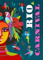 póster con retrato de mujer en Brasil carnaval atuendo. vector resumen ilustración. diseño para carnaval concepto y otro utilizar