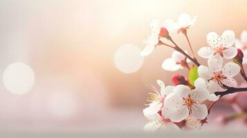 ai generado Cereza florecer cerca arriba, Copiar espacio. primavera antecedentes. foto