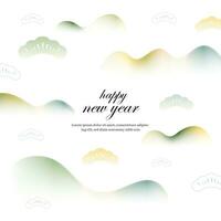 happy new year background with orange and blue waves vector