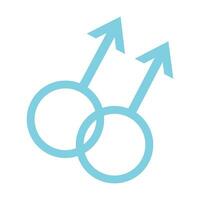 Two male symbols, homosexual icon. Vector illustration of diversity relationship, simple flat logo.