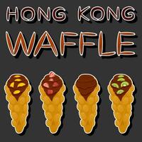 Illustration on theme big kit different types cone waffle with bubbles for dessert biscuit vector