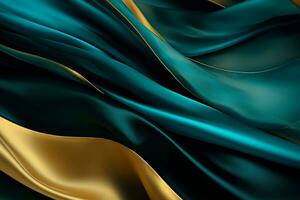 AI generated Abstract green wallpaper with gold inserts. photo