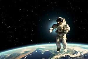 AI generated Astronaut in space. Space wallpaper. photo