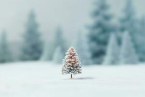 ai generado un pequeño linda Navidad árbol en el antecedentes de el bosque. foto