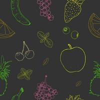 Fruits sketched line art seamless pattern vector