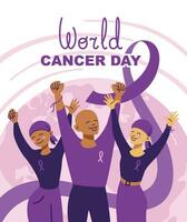 World cancer day. Group of people supporting each other in the fight against with cancer. Banner. Vector. vector