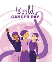 World cancer day. Group of people supporting each other in the fight against with cancer. Banner. Vector. vector