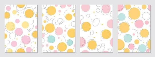 Abstract templates with circles for covers of planners, diaries, notebooks and exercise books and other printed materials. Vector illustration.