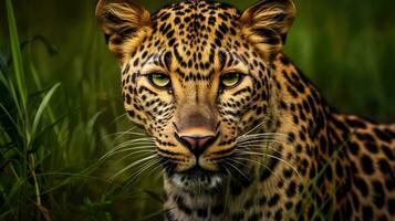 AI generated Close-up portrait of a leopard. photo