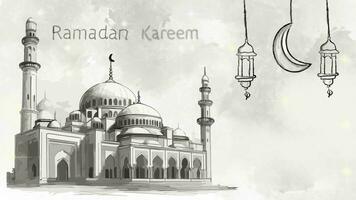 ramadan kareem footage animation with moon, mosque video