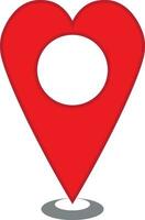 Search and find love. Heart shaped map pointer. Vector illustration. Concept of passion, amour, dating. Can be used as icon for online dating service or for Valentines Day design.