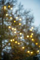 Light lamp festival or festive illuminated courtyard in the evening blur bokeh photo