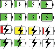 batería cargando nivel íconos en verde color vecto vector