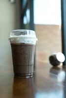 Iced Mocha coffee with mailk cream photo