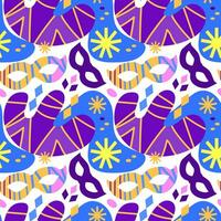 A pattern with carnival masks, snowflakes and abstract shapes vector