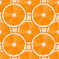 Seamless pattern with big slices of orange fruit. light beige background. For textiles, wallpaper, wrapping paper, menu vector