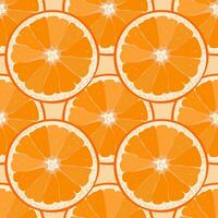 sin costura modelo con grande rebanadas de naranja fruta. ligero beige antecedentes. para textiles, fondo de pantalla, envase papel, menú vector