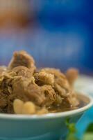 Stewed pork ribs in a bowl photo