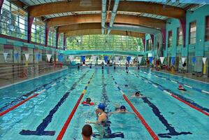 Swimming in the swimming pool photo