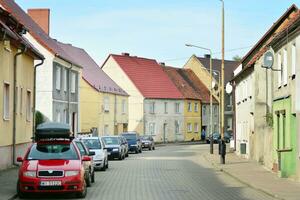 Old city buildings in a small town. photo