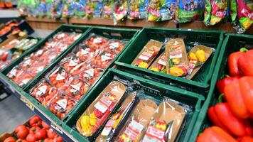 Warsaw, Poland. 8 January 2024. Inside supermarket Netto. Fresh fruits and vegetables. photo