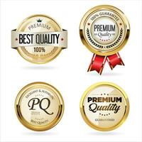 Premium quality golden labels retro vintage design collection vector