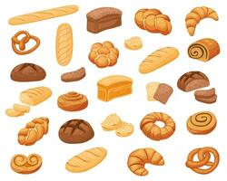 A set of rye and wheat bread, a bakery icon, sliced fresh bread. Fresh rolls and bread for toast. Vector