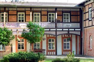 Old city buildings in a small town. photo