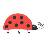 Ladybug cute insect hand drawn flat vector illustration design for print, paper, card, template, flyer, logo, poster, children decor. Cartoon character for congratulate Ladybug Day 13 iunie