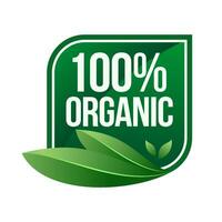 Vector 100 organic food product certified badge label sticker