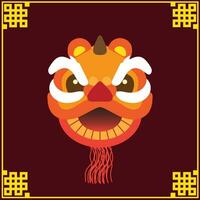 Chinese New Year Lion dance head vector