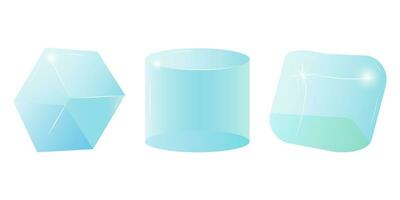 Transparent glass cube shapes in realistic style. vector