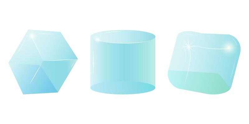 Transparent glass cube shapes in realistic style.