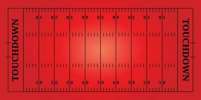 Red American football field, top view vector