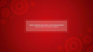 Monochromatic Crimson Red With Outline Flowers Decoration Simple Vector Background