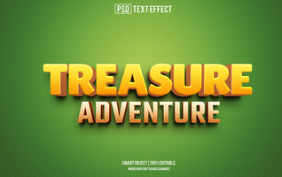 treasure adventure text effect, font editable, typography, 3d text for games. psd template