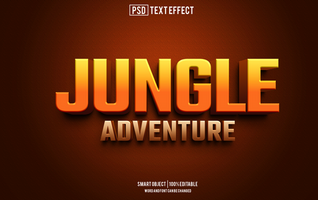 jungle adventure text effect, font editable, typography, 3d text for games. psd template